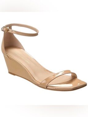 NWOT Stuart Weitzman Nudistcurve 50 Patent Sandal Beige Size 7